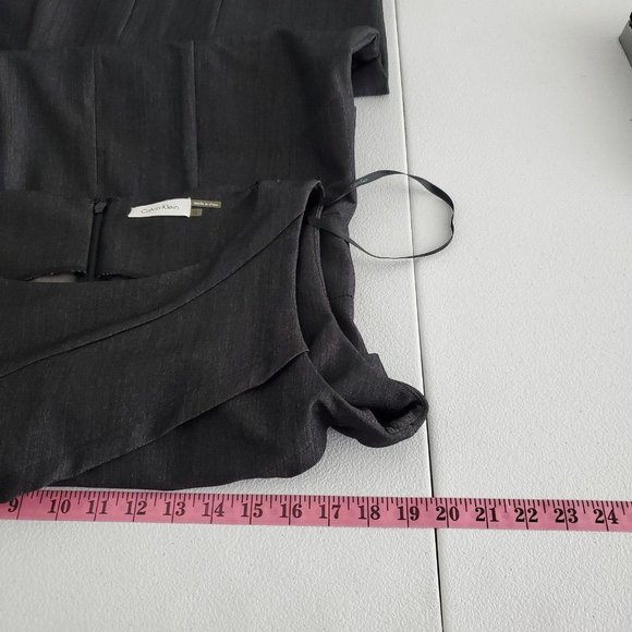 Calvin Klein Womens Ruffled Sleeveless Sheath Dress Size 12 Black Stretch Career - Picture 6 of 9